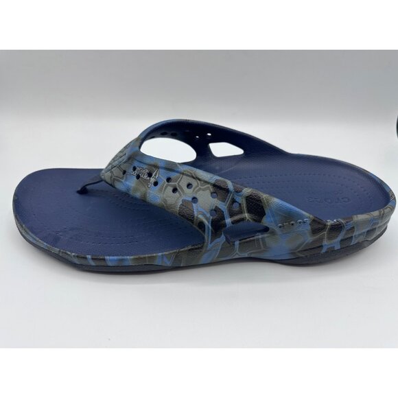 Crocs Classic Navy/Blue Hex Camo Flip Flops M8/W10 Lightweight Casual Sandals - Picture 1 of 9
